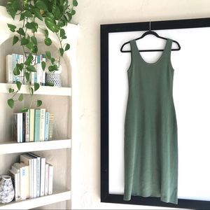 A.L.C. Khaki Olive Green Knit Sleeveless Midi Dress